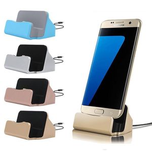 Tip C Micro USB Dock Charger İstasyonu Biyah Hızlı Şarj Cihazları Samsung Galaxy S6 S7 S8 S10 S20 S22 S23 HTC Android Telefon 11 12 13 14 Pro Max için perakende kutusu ile