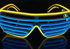Новый LED двойной цвет жалюзи светящихся очки Эль провода привело DJ мигания очки Хэллоуин Рождество День рождения 15color