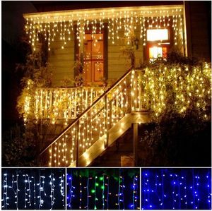 LED Perde Icicle Peri Dize Işıkları 4 M 100LEDs Buz Bar Lambaları Noel 110 V / 220 V Yeni Yıl Bahçe Noel Düğün Parti Dekor