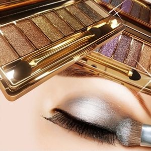Wholesale-9 Colors Shimmer Eyeshadow Eye Shadow Palette &  Cosmetic Brush Set Party Cocktail Wedding Long Lasting 8TT8