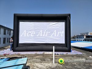 6m w x 4m h гигантские черные рамки и белый надувный экран фильма для продажи и рекламы на земле, сделанных в Китае