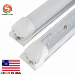 25 birim FedEx Gemi LED Tüp Işık 8ft 72W Çift Sıralı Entegre Lamba SMD 2835 2.4m 2400mm 8feet AC85-265V 6500LM LED Tüp lambası