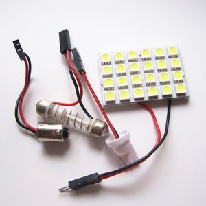 20 adet Araba LED Panel Işık 12 V T10 BA9S Festoon 5050 24SMD Oto LED Ampul Beyaz Renk Tavan Lambası