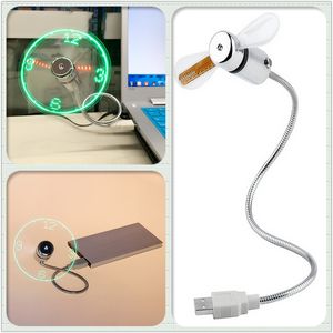 Mini USB Fan gadgets Flexible Gooseneck LED Clock Cool For laptop PC Notebook Time Display high quality durable Adjustable