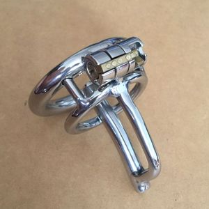 design Stainless Steel Super Small Male Chastity Device with Catheter and anti-off version Short Cock Cage For BDSM Sex Toys