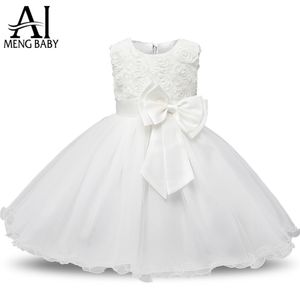 Wholesale- Ai Meng Baby Flower Princess Girl Dress Wedding First Birthday Newborn Baby Baptism Clothes Toddler Kids Party Dresses For Girls