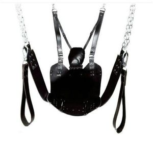 Leather Sex Love Swing Black Fetish Heavy Adult Swing Sling Restraints D Rings Sex Swing Chair Sex Furnitures