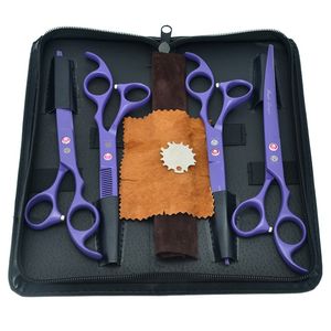 7.0Inch Purple Dragon Professional Pet Scissors for Dog Grooming Cutting Scissors & Thinning Scissors Curved Shears Puppy Supplies, LZS0373