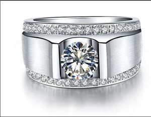 Luxuriöser Ehering, 1 Karat, Kissenschliff, synthetischer Sona-Diamant, Verlobungs- oder Eheringe für Männer, 925er-Sterlingsilber, Versprechensring, Nev