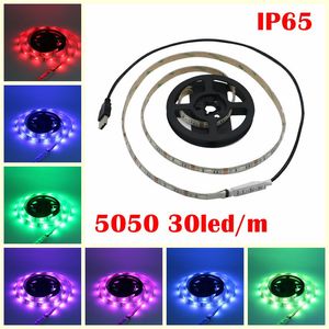 Umlight1688 Umlight1688 1m 5050 30led RGB USB Led Strip Tagliabile impermeabile con cavo USB SMD 5050 IP65 DC 5V