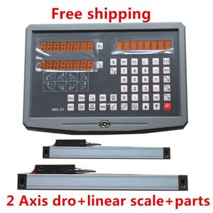 Freeshipping 2 Axis digital readout with 2pcs 50-1020mm linear scale   linear encoder   linear ruler for milling lathe machine