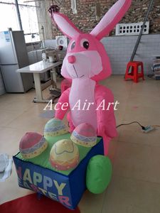 Хорошая продажа 1,6 млн. Чистого надувного пасхального кролика с красочными яйцами для фестивальных украшений в Испании