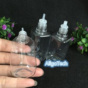 Garrafa de garrafa quadrada garrafas giratórias de plástico 10 ml 30 ml com tampas coloridas à prova de crianças para garrafas vazias de suco eliquid