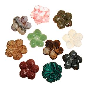 Charm Vintage Lady Çok tarzı Doğa Kristal Kar Tanesi Karışık Renk Jasper Akik Yeşim Delikli Delik Çiçek Kolye Takı Kadınlar için Yeni Yıl