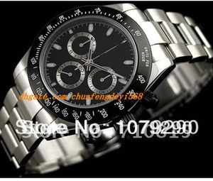 Top Quality relógios de pulso de luxo Eta 7750 Movimento 116520 Black Dial Mens Automatic Mens Watch Watches