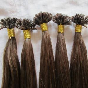 Новый U Tip Extensions прямые кератиновые волосы 100 г человеческих волос средний коричневый 20