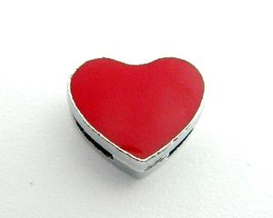 20 50pcs Lot 8mm Kırmızı Kalp Slide Charms DIY Alaşım Aksesuarları 8 mm bileklik anahtarlıkları moda mücevherleri300y