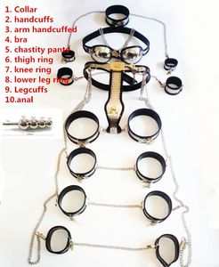 Edelstahl-Keuschheitsgürtel für Männer, 10 Stück/Set, Keuschheitskäfig, Bondage-Fesseln, männlicher Keuschheitsgürtel, Handschellen, erwachsener Sexsklave