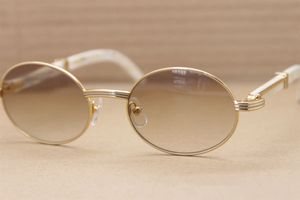 Ünlü Marka Tasarımcı Güneş Gözlüğü Beyaz Buffalo Boynuz Gözlükleri Kahverengi Gri Lens Gözlük Retro Yuvarlak Güneş Gözlükleri Orijinal Kasa ile Büyük Moda Gözlükleri