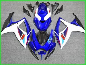 2006 2007 SUZUKI GSXR600 750 GSXR 600 GSXR750 K6 06 07 için enjeksiyon kalıplama kaporta kiti ABS beyaz mavi kaportalar BODYWORKK MN42