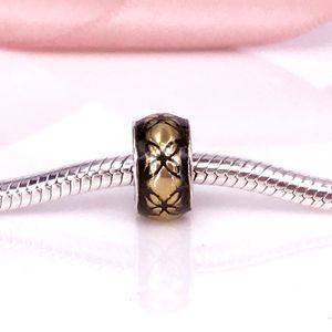 Çiçek bağbozumu, altın emaye charm fit DIY pandora bilezik otantik 925 ayar gümüş ince mücevher 791034en29