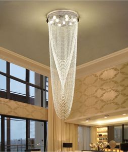 Modern Crystal Chandelier Iluminação Candelabros de Escada LED Teto Pingente Luz Luminárias para Hotéis Escadas Villas Decoração