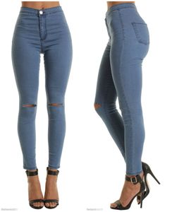 Bolso estilo de verão e buraco jeans rasgados mulheres jeggings legal denim cintura alta calças capris feminino magro preto casual com 3 cores