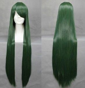 Free Shipping>>100cm Long Sailor Moon ailor Mars death Green Straight Anime Cosplay wig COS-H19