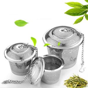 Durable 3 Sizes Silver Reusable 304 Stainless Mesh Herbal Ball Tea Strainer Teakettle Locking Tea Filter Infuser LZ187