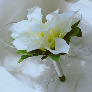 Calla Lily Holding Buket Düğün Çiçek Yapay Basamaklı Ev Bahçe Dekor Parti Sahte Çiçekler Süslemeleri 22 cm