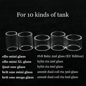 Ello mini xl için pyrex yedek cam tüp bir brit bir mini mega tfv8 bebek 2ml kylin rta 6ml AMIM çift bobin rta 3ml 6ml