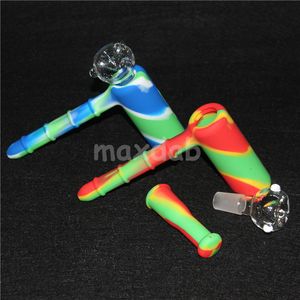 jars silicone martelo 6 buracos silicone percolador borbulhante tubos de água matriz fumar tubulação de tabaco bong bong shirchahead perc duas funções