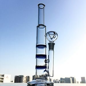 10 inç düz tüp cam bongs ile üç tarak percülatörler su borusu 14mm kadın eklemi 10xx