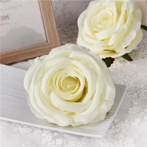 20Pcs 9CM Искусственные Розы Цветочные Головки Шелковые Декоративные Цветочные Украшения Партии Свадебная Стена Цветочный Букет Белые Искусственные Розы Букет