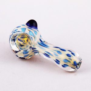 Blue Dots Style Glass Hand Pipes Mini Tobacco Pipe para fumar queimador de ervas