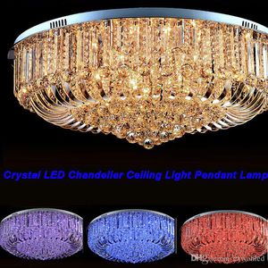 Runder Decken-LED-Kronleuchter, K9-Kristall-Regentropfenlicht, 50 cm, 60 cm, 65 cm, 80 cm, 100 cm, 120 cm, mit Fernbedienung, 110 V, 220 V