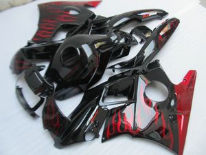 Honda CBR60O F2 91 92 93 94 kırmızı alevler için ABS plastik Fairing kiti siyah kaportalar CBR600 F2 1991-1994 OY18 ayarlamak