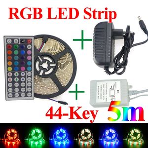 LED Şeritler 5 M Set 3528SMD 60led LED Şerit Işık Su Geçirmez 24 44 Tuşları MÜZIK IR Uzaktan Kumanda Güç kaynağı Adaptörü RGB LED ışık şeritleri