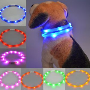 Köpek Köpek Malzemeleri Pet yaka USB Şarj edilebilir Pet Yaka LED Ayarlanabilir Yanıp sönen Işık Su geçirmez Köpek Bant Pet Malzemeleri tasmaları