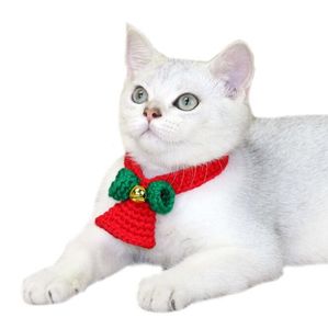 Pet Cat Christmas Collar Bowtie Cats Collar with Christmas bell Santa scarf For cat small dog jewelry pet supply 3 sizes