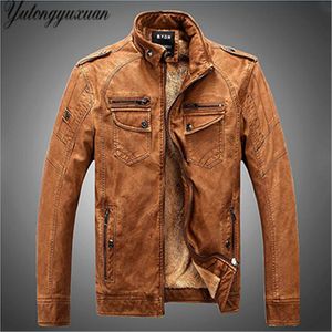 Wholesale- 2017 Full Promotion Fashion Leather Motorcycle Jacket Men Winter Pilot Jackets And Coats Biker Mantel Mens Faux 