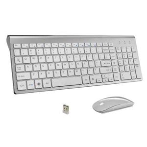 Ultra-ince İş Kablosuz Klavye ve Fare Combo 102 Tuşları Düşük Gürültü Kablosuz Klavye Mouse Mac PC için Win XP / 7/10 TV Kutusu