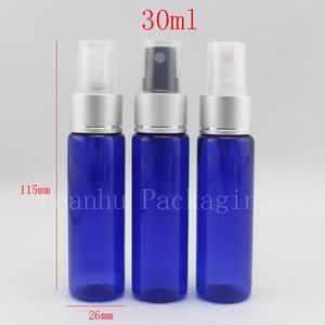 30ml x 50 mavi renkli plastik şişe parfüm alüminyum püskürtücü pompa, 1oz boş kozmetik ambalaj şişeleri sprey çin