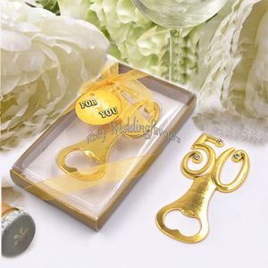 50PCS 50th Bottle Opener Anniversario Bomboniere 50th Wedding Party Keepsake Regali di compleanno Forniture Event Giveaways Idee