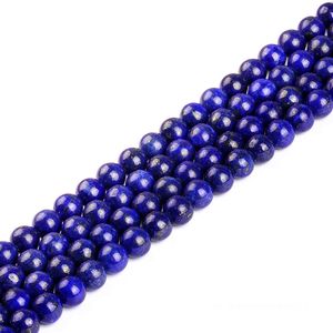 Doğal lapis lazuli yuvarlak gevşek boncuklar 4-12 mm küpe bileziği ve kolye diy takı yapmak için kadın kadınlar için yapım
