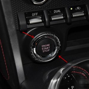 Karbon Elyaf Araba Motor Gücü Basmalı Başlatma Durdurma Düğmesi Dekoratif Kapak Trim İçin Subaru BRZ / TOYOTA 86 2013-17 İç Aksesuar Çıkartmaları
