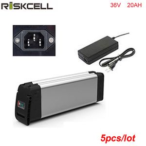 5 teile/los Großhandel e-bike silber fisch typ batterie pack 36 v 20 Ah lithium-ionen batterie mit ladegerät