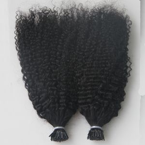 Virgin Moğol Afro Kinky Kıvırcık Saç Tüm Kafa 200g I İpucu İnsan Saç Uzantıları Ön Yapılmış Keratin Sopa Ucu Saç Uzantıları 200s