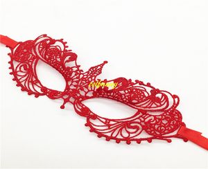 100 adet / grup Lady Kızlar Kadınlar Için Kırmızı Seksi Lady Dantel Maskeleri Cadılar Bayramı Masquerade Partisi Fantezi Elbise Kostüm