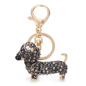 Rhinestone Kristal Köpek Dachshund Anahtar Kilch Carm Kolye Keys Zincir Tutucu Kuşa Takı Kadınlar için Kız Hediyesi 6C0804285Y